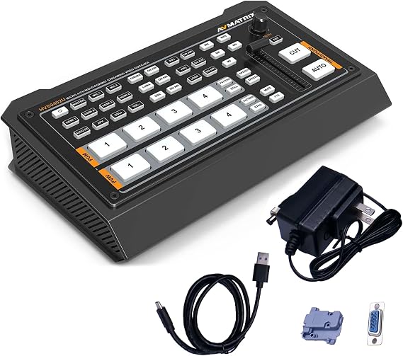 AVMATRIX Live Stream Switcher HVS0402U Micro 4-Channel Video Mixer HDMI Live Stream Multi-Format Converter Machine Compatible for YouTube Facebook Twitter Video Switcher