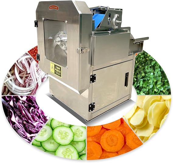 Electric Vegetable Cutter,Commercial Vegetable Slicer,Chili,Potato and onion Cutter,Electric Vegetable Slicer,Food Processor,Vegetable Slicing Cutting Machine for Slender Vegetables,Detachable blade