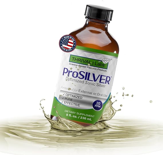 ProSILVER Green Ionic Colloidal Silver Liquid 20 PPM (8oz) - Immune Support Plata Colloidal Drops for Immunity Bio Active, Amber Glass Bottle