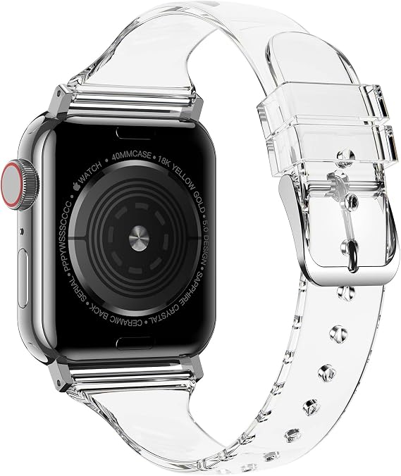 baozai Compatible with Apple Watch Band for Women, Slim Shiny Clear Glitter Soft Wristband for Apple iWatch Series 1-11, SE, 42mm 41mm 40mm 38mm, Clear