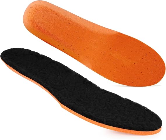 riemot Lamb's Wool Insoles,Fall and Winter Warm Shoe Inserts for Sneakers,Work Shoes,Hiking Shoes,Breathable and Comfortable Replaceable Sole Insoles for Women/Men,Black EU42/US9