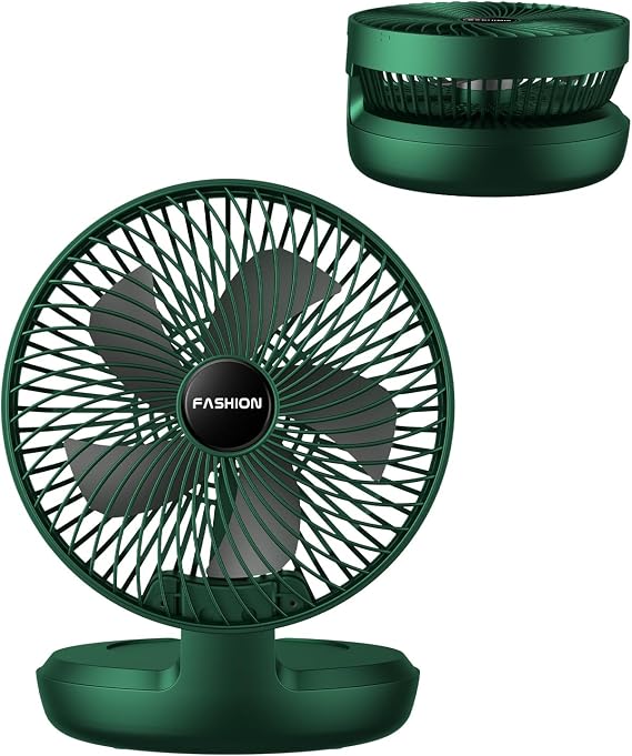 SAYTAY USB Desktop Foldable Wall-mounted 360 Rotating Fan with 3 Speed Adjustable, Hole-free Wall-mounted Quiet Wall-Mountable Bedroom Fan for Sleeping Home Outdoor Camping (Green)