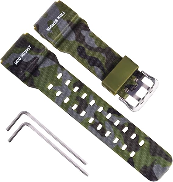 Replacement Natural Resin Watch Strap for Casio G-Shock Master of G Mud Master Twin Sensors GG-1000/GWG-100/GSG-100, No Jewelry