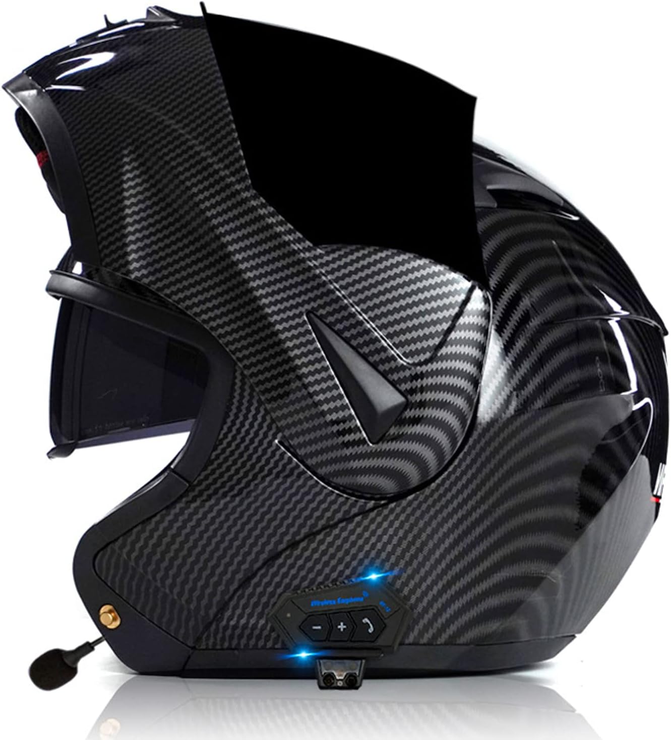 Carbon Fiber Motorcycle Helmet DOT/ECE Certified Full Helmet Bluetooth Module Removable Flip Anti-Fog Breathable Double Mask Street Bike Helmet,A,M