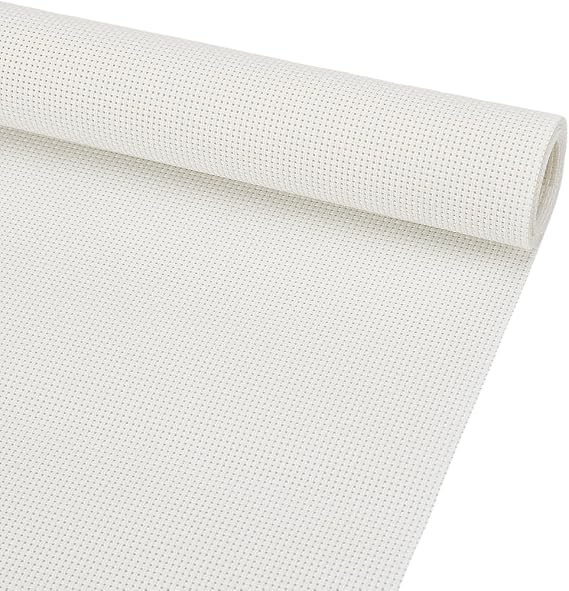 BENECREAT 14CT Plastic Cross Stitch Fabric, 39.3x11.8 Inch Lvory White Cross Stitch Vinyl Aida Cloth for Craft Embroidery, Handmade Needlework, DIY Handicrafts, 1mm Thick