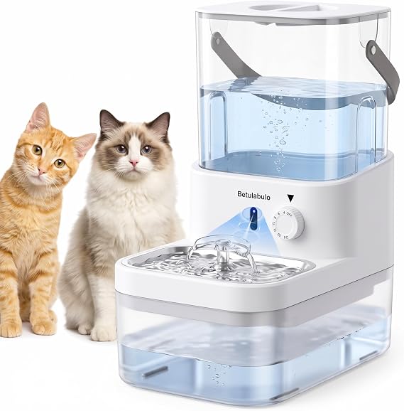 Wireless Cat Water Fountain,Clean & Dirty Water Tanks,No Filter