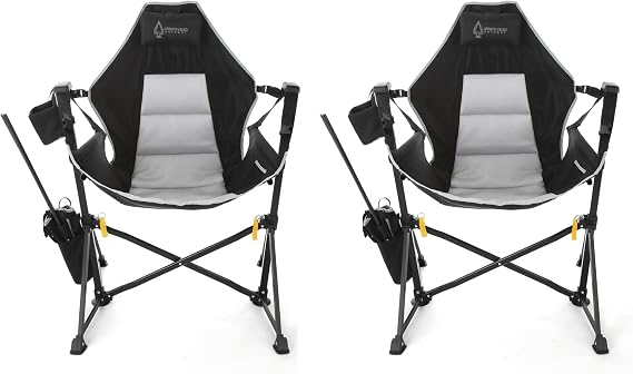 ARROWHEAD OUTDOOR 2PK Folding Hammock Camp Chair, Detachable Footrest | Stabilized Feet, Padded Headrest and Seat, Large Cup Holders, for Camping, Beach, Tailgating, 300 LBS Weight Capacity, Patio