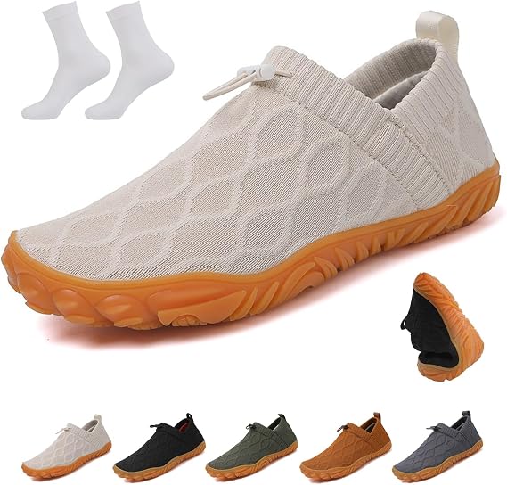 Slip On Barefoot Shoe, Recovery Slip On Shoes for Men, Breathable Lightweight Non-Slip Running Sneakers(White,US 11)