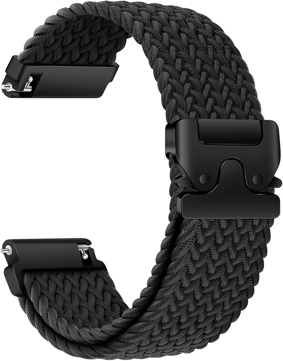Braided Strap 22mm Quick Release Watch Bands Soft Nylon Strap With Adjustment Buckle Breathable With Most Smartwatches and Classic Wristwatches Black