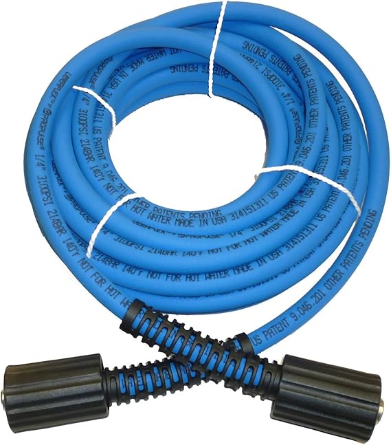 UBERFLEXTM Kink Resistant Pressure Washer Hose 1/4", 3,100 PSI with (2) 22MM - Made in USA - (25 Feet)