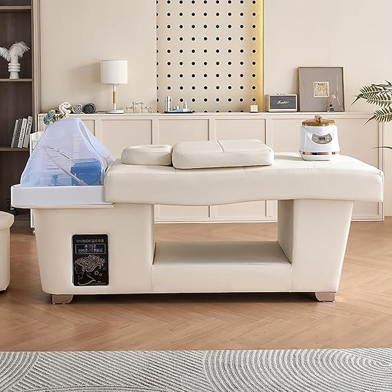 Head Water Therapy Shampoo Bed,Requires Plumbing Thai Massage Shampoo Bed,Water Circulation for Salon &Beauty,White
