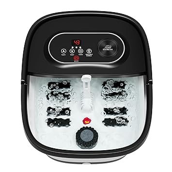 Snailax Collapsible Foot Spa with Heat, Foot Bath Massager with 8 Massage Rollers, Temperature Control, Bubbles, Pumice Stone, Foot Soaking Tub, Pedicure Foot Spa