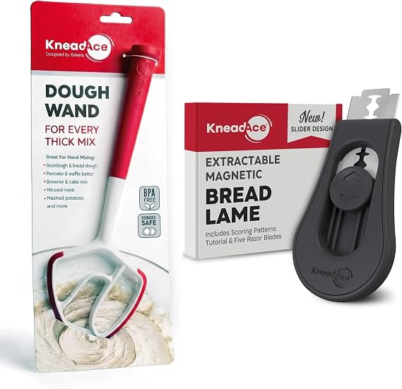 KNEADACE Sourdough Scoring & Mixing Bundle Dough Wand & Magnetic Bread Lame with Razor Blades