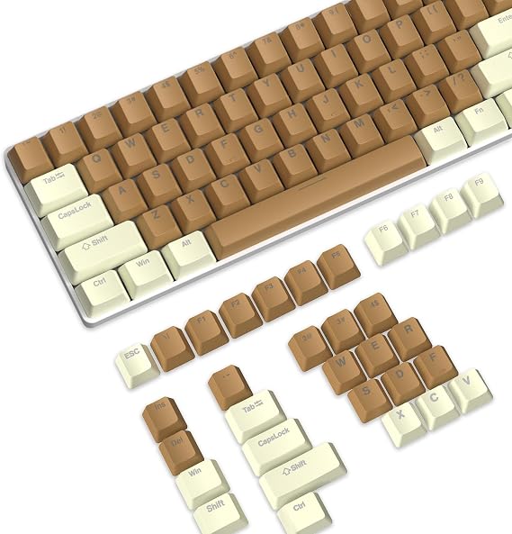 104 Key Custom US Layout Double Shot OEM Profile ABS Keycap Set-Coffee Mix | for 61/68/87/98/100/104Key TKL 60%  Size Cherry MX Gateron Kailh Outemu Cross Type Switch Mechanical Keyboard DIY