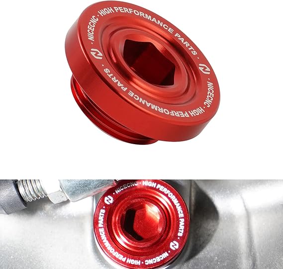 NICECNC Crankcase Oil Drain Plug with O-Ring Red