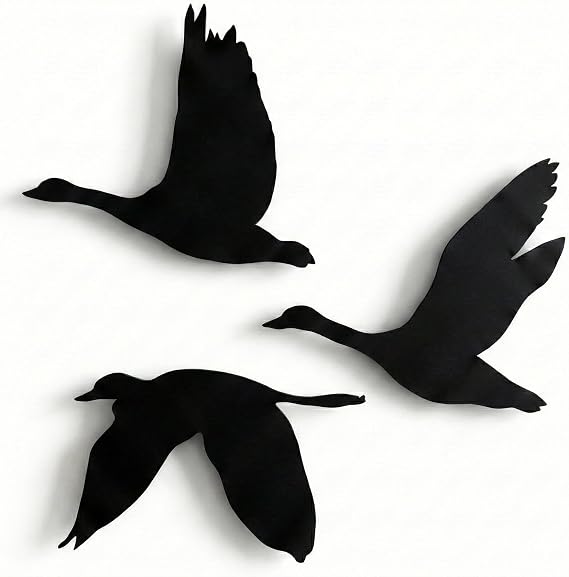 DEKADRON Flying Geese Metal Wall Art 3-Piece 3D Minimalist Wall Sculpture, Outdoor & Indoor Wall Decor for Living Room, Bedroom, Patio, Farmhouse (Powder-Coated Steel), (Set of 3)