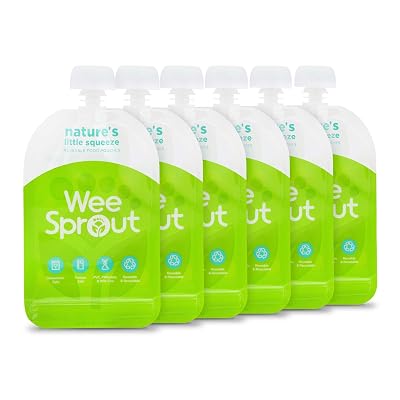 WeeSprout Double Zipper Reusable Food Pouches Green, 3.4 fl oz