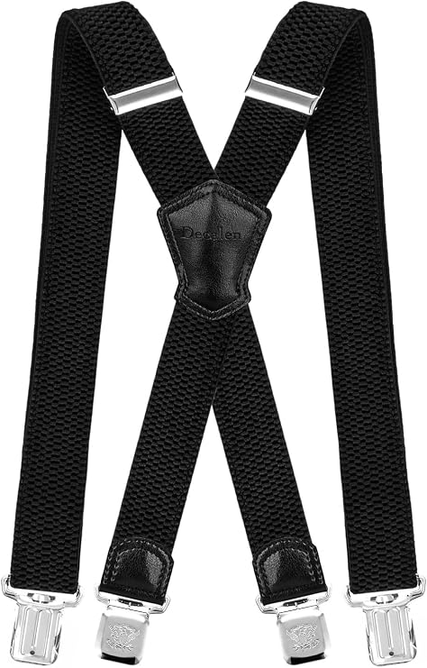 Decalen Mens Suspenders Very Strong Clips Heavy Duty Braces Big and Tall X Style