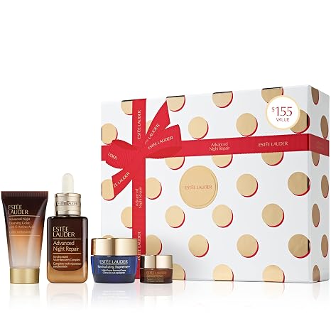 Estee Lauder Advanced Night Repair 4-Piece Holiday Skincare Gift Set | The Lift + Glow Routine | Includes Full-Size Face Serum 1.7 Fl Oz + Cleanser 1 Ounce, Eye Cream 0.17 Ounce, Moisturizer 0.5 Ounce
