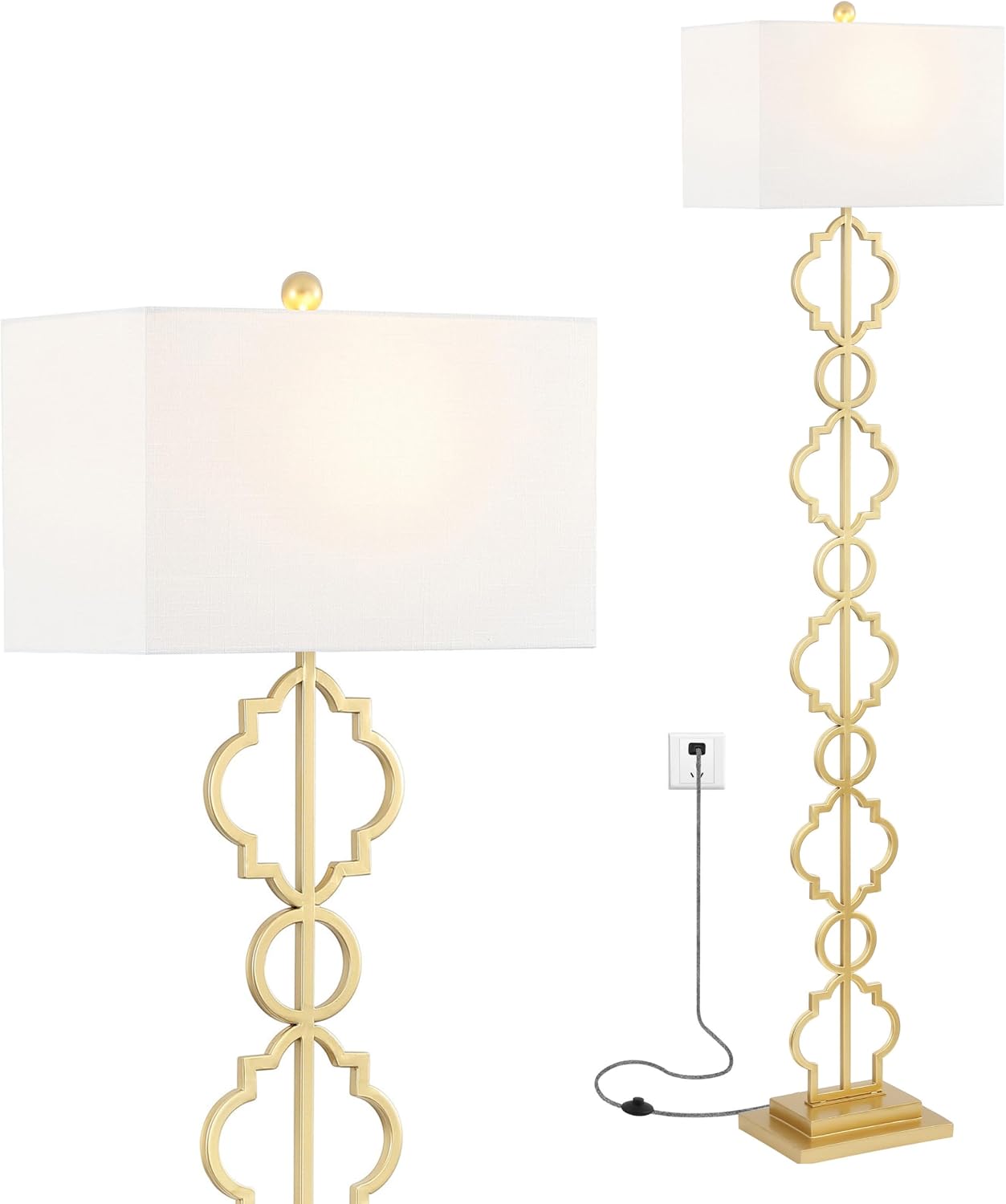 JONATHAN Y JYL3073A Selina 64.5 Iron Ogee Trellis Modern LED Floor Lamp Bohemian,Contemporary,Designer,Glam,Transitional for Bedrooms, Living Room, Office, Reading, Gold