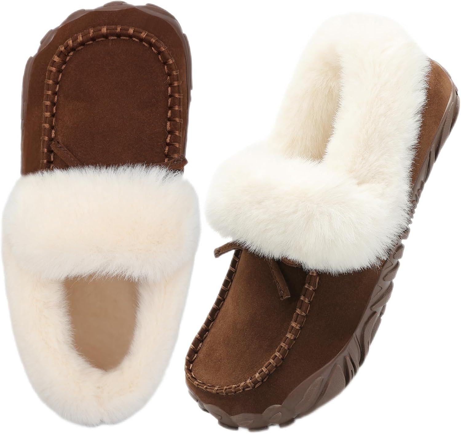 BARERUN Womens Moccasin Snow Boots Warm Winter Boots Ankle Boots for Women Outdoor Fur Lined Womens Shoes Slippers