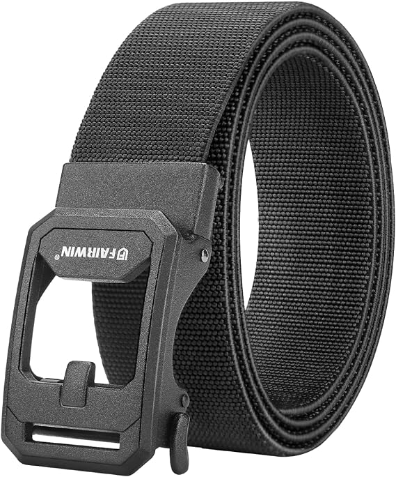 Men's Ratchet Belt, Nylon Web Golf & Work Belts with Quick-Release Automatic Buckle, Adjustable Casual Belt for Jeans