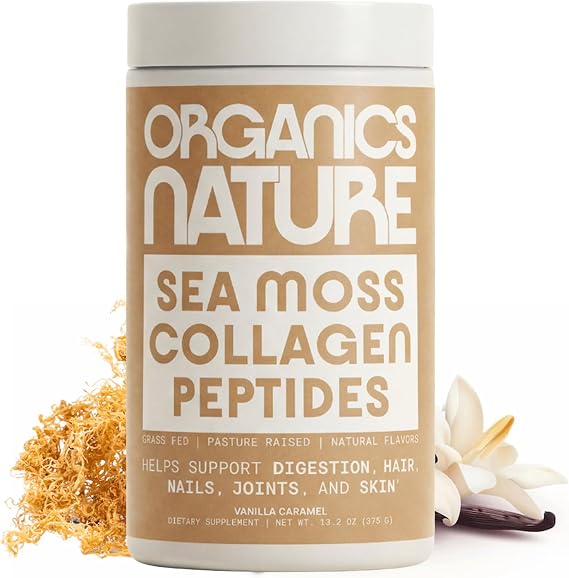 ORGANICS NATURE Collagen Peptides Powder, Irish Sea Moss, Vanilla, 380g