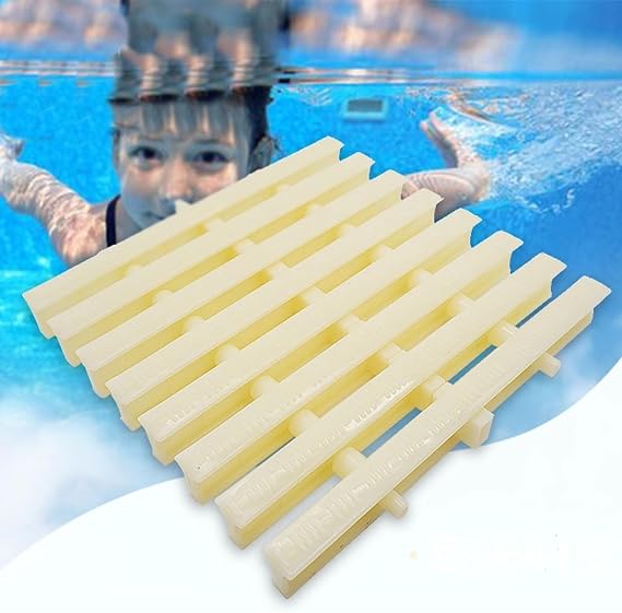ABS Swimming Pool Overflow Grating Three-Hole Splicing Channel Drain Grating Cover, Plastic Outlet Drain Grating Driveway Patio Deck Non-Slip Plastic Grating Cover(Bone Color,25x100CM/2pcs)