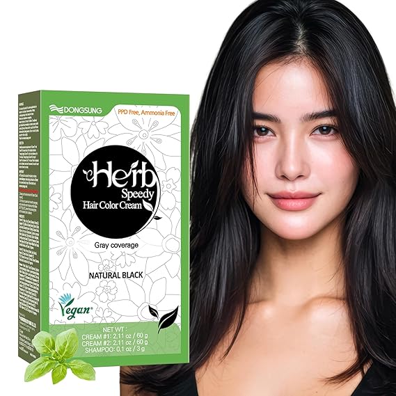 Herb Speedy Color Cream (Natural Black, 1 Pack) Korean Herbal Vegan Hair Dye