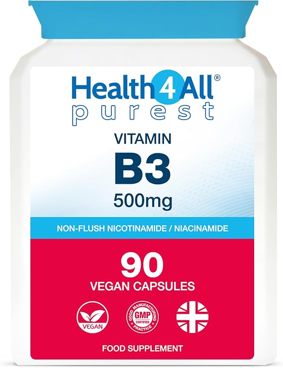 Vitamin B3 Niacin as Nicotinamide 500mg 90 Capsules, 3 Months Supply