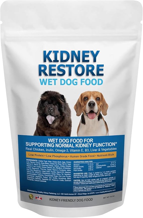 Non-Prescription Kidney Care Dog Food for Renal Support - Low Sodium Diet for Healthy Kidneys, Low Phosphorus Renal Food, Super Nutrients Make This Best Kidney Diet, Freshly Made in USA - 4 Ounce
