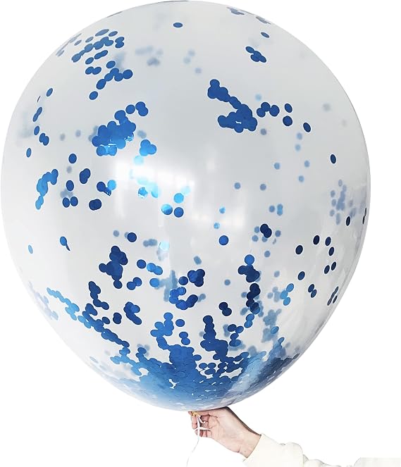 36 Inch Blue Confetti Balloons,for Birthday,Baby Shower Party Decor 6pcs