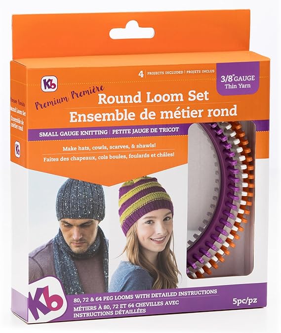 Authentic Knitting Board Premium Round Loom Set, Small Gauge Knitting Looms