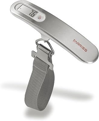 Tarriss Travel Suitcase Luggage Weight Scale | Portable Lightweight Handheld Stainless Steel | LCD Digital Display | Capacity Overweight & Low Battery Indicator | 110 Pounds50KG | Battery Incl.