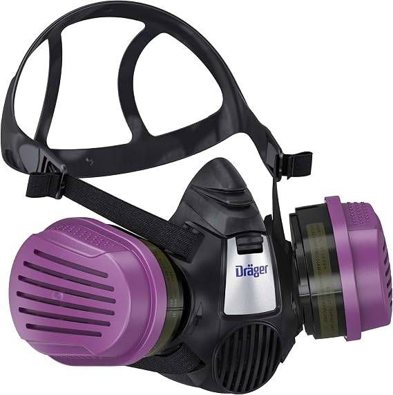 Drager X-plore 3500 Respirator Mask + Multi-Gas/P100 Combination Cartridge (OV/AG/HF/FM/CD/AM/MA/HS/P100) NIOSH-certified
