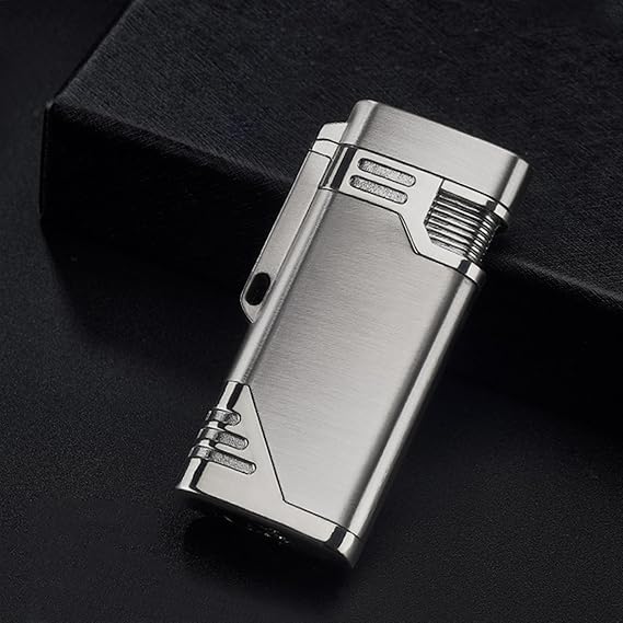Torch Lighter, Windproof Lighter, Dual Jet Flame Refillable Butane Lighter, Adjustable Flame Size Lighter, Suitable for Camping, Outdoor, Indoor, Gift(C)