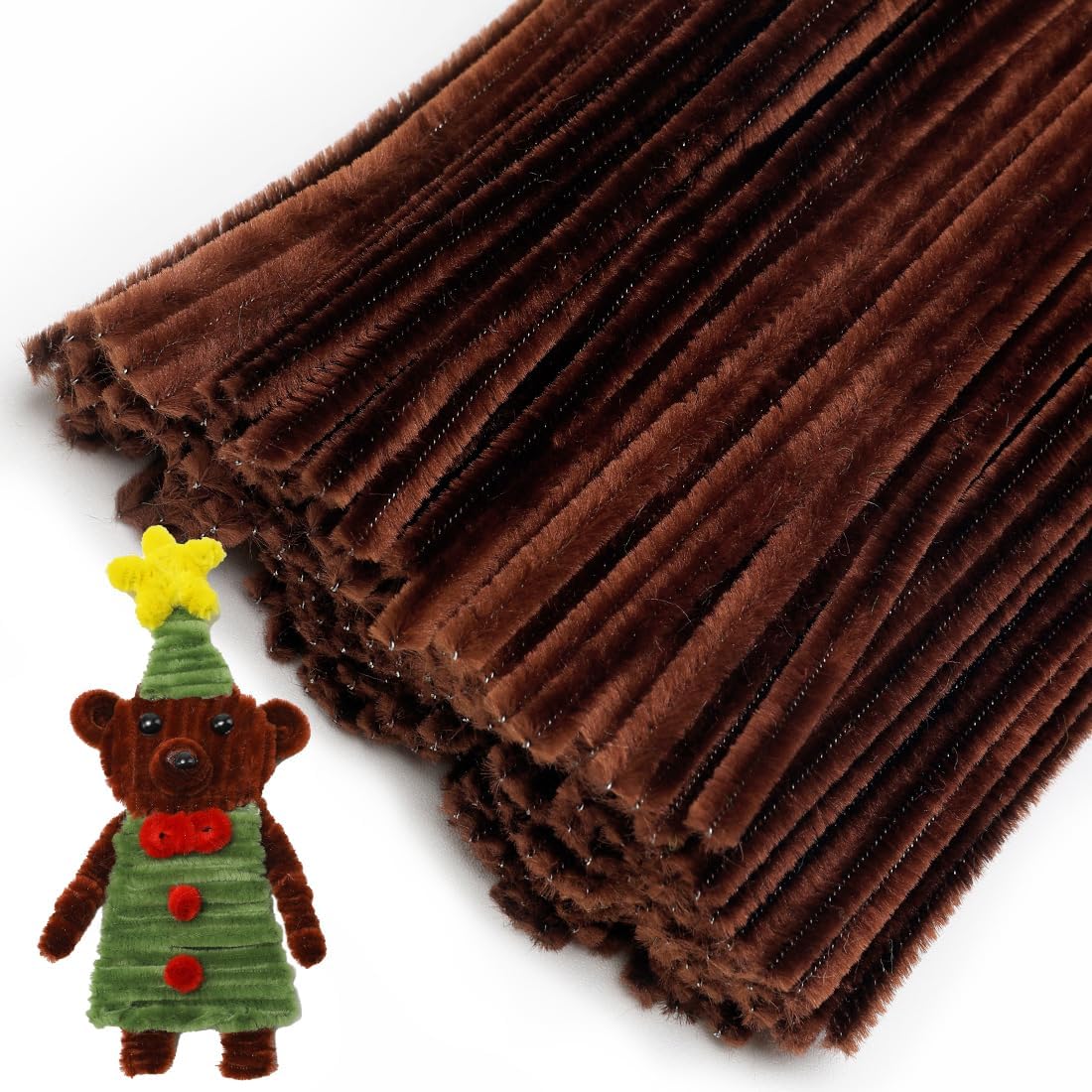Tiehuoxia 200 PCS Pipe Cleaners Craft, Brown Chenille Stems for Crafts, Craft Supplies for Arts, Crafts, DIY and Decorations