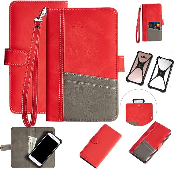 K-S-Trade Protective Case For Huawei Honor 9C Mobile Phone Case Compatible With Huawei Honor 9C Wallet Case Wallet Flip Case Card Slots Flip Wallet Case Case Red