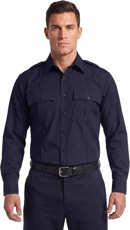 First Class 100% Polyester Long Sleeve Men's Uniform Shirt White