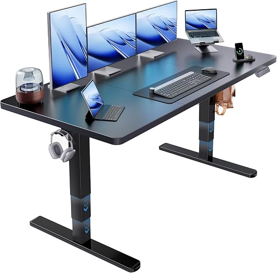 HUANUO 59 x 30 Inch 3-Stage Electric Standing Desk, Brushless Motor, Black