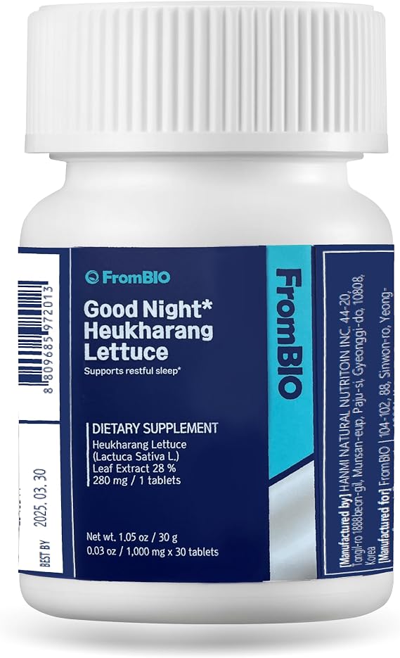 Good Night Heukharang Lettuce 30 Tablet Plant-Based Natural Sleep Aid Supplement for Restful Sleep Promotes Relaxation