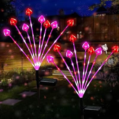 Lmtocs Newest Valentines Decorations Outdoor Heart Stake Lights, 2-Pack 16LED Solar Waterproof Lights for Day Decor Mothers Wedding Garden Yard Pathway Patio, LMT029