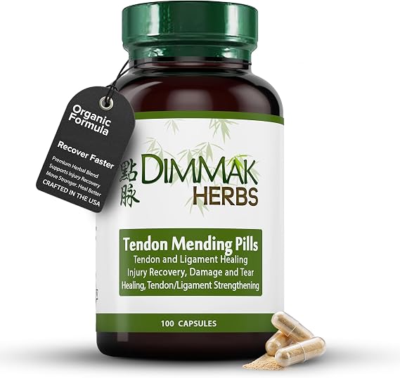 Dimmak Herbs Tendon Mending Pills- Tendon & Ligament Support- Advanced Mobility Formula for Stiffness, Rotator Cuff & Achilles Recovery- Daily Soft Tissue & Injury Repair- TCM Formula