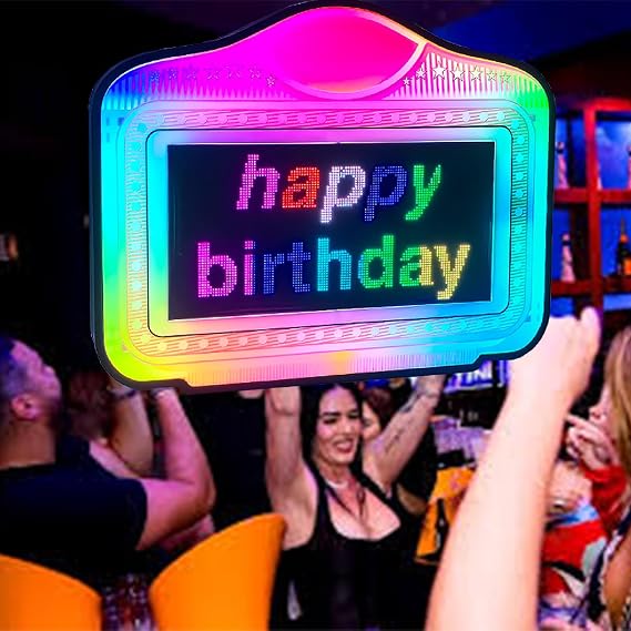 LED Digital VIP Bottle Presenter, Color Letter Billboard, Programming Scrolling Billboard, with App Programmable Light Up Sign Board