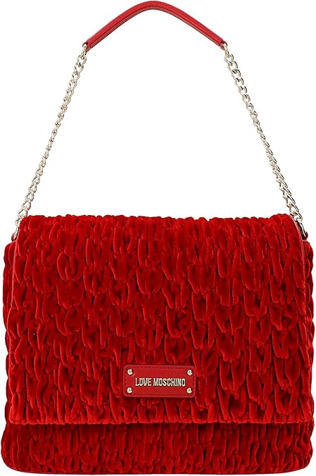 Love Moschino Women's Gathered Velvet Flap Over Shoulder Handbag
