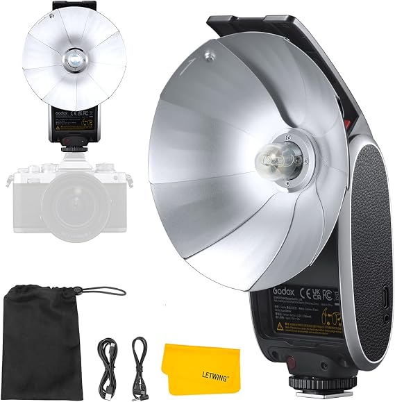 Godox Lux Senior Retro Camera Flash,3.7V/1700mAh Rechargeable Battery,GN14 6000K200K 28mm Focal Length,Auto/Manual Flash,Collapsible Vintage Flash for Canon Fujifilm Nikon Olympus Sony Cameras