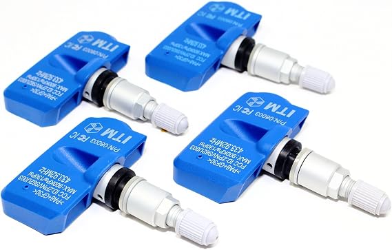 ITM Set of 4 433mhz TPMS Tire Pressure Sensors Replacement for OE Part 6824-1067AB Aluminum Valve