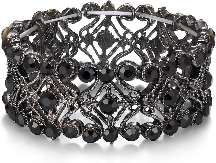 BriLove Women's Wedding Crystal Cluster Tennis Stretch Bracelet | Gorgeous Rhinestones for Bride Bridesmaid Prom Party Jewelry Accessories