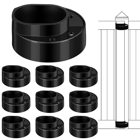 Threlaco 10 Pack Ultra Durable Vinyl Fence Post Donut Heavy-Duty 2-3/8" Steel Post to 5" Vinyl Stabilizer Adapter for Fence Installation Meets 0.150" Wall Thickness