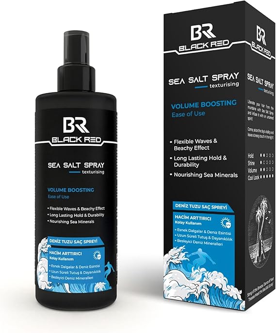 Black Red Hair Sea Salt Spray - Sea Salt Spray Medium Grip Volumizes Anti UV Hair Styler